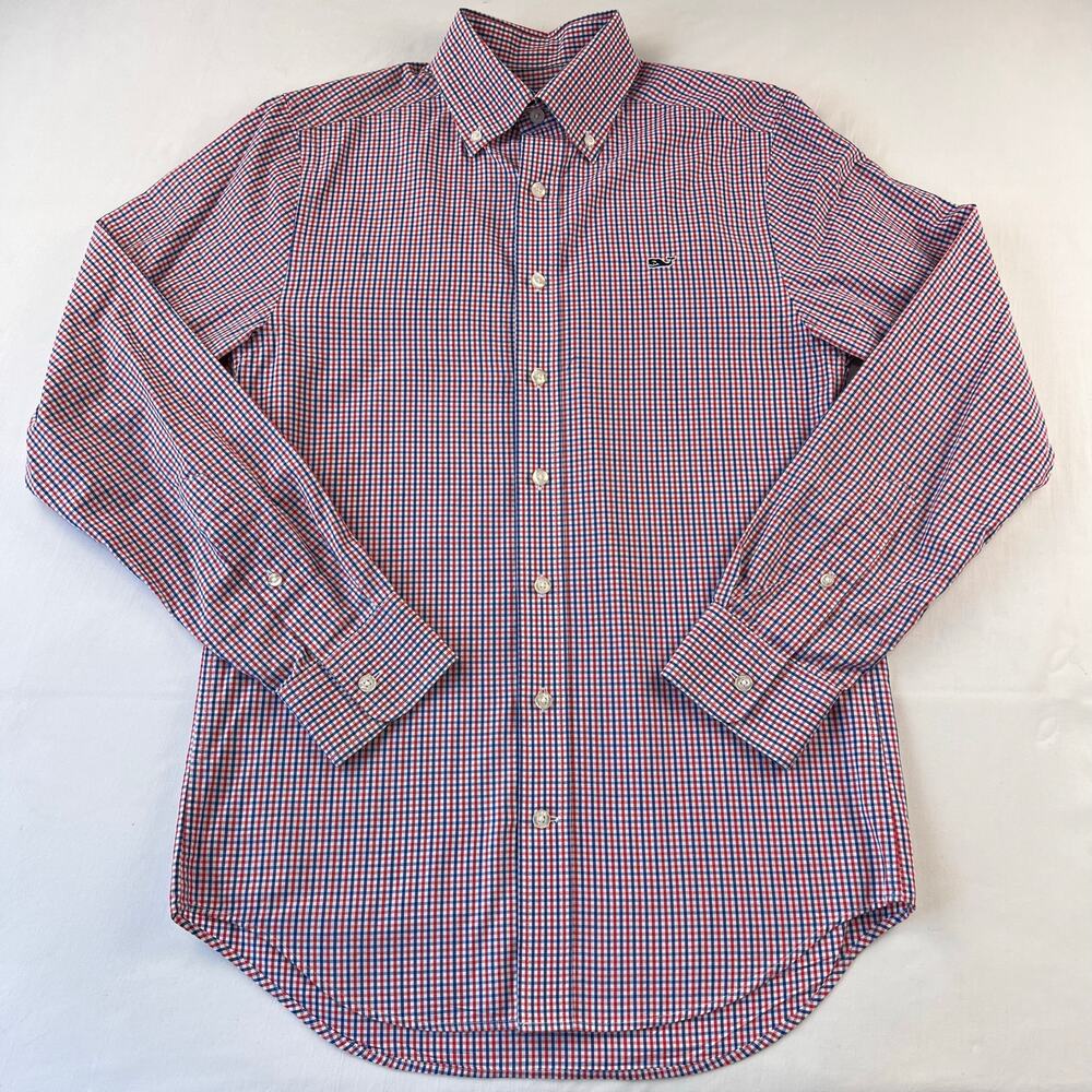 Vineyard Vines Red White Blue Slim Fit Whale Button Down Shirt Men's size XS